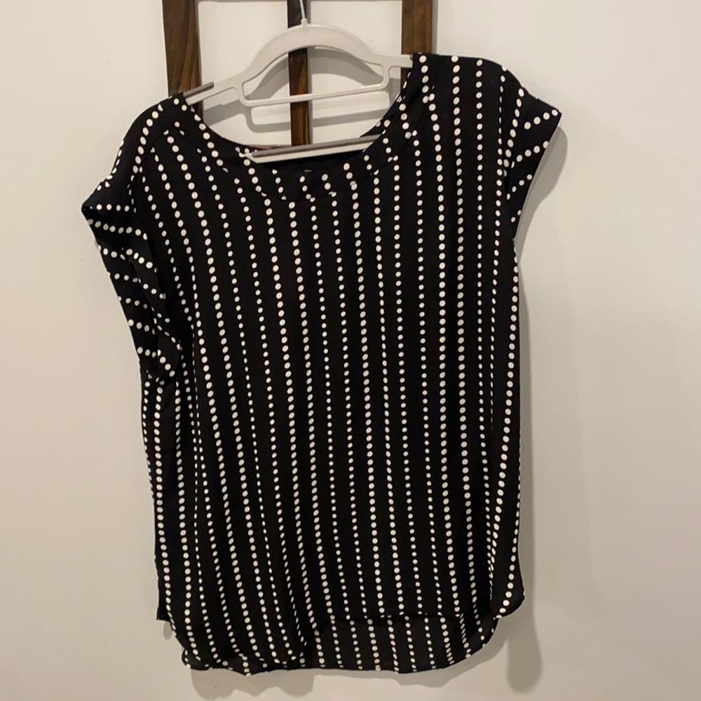 Black with white polka dot blouse